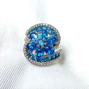 Blue and White Cubic Zirconia Ring size 7